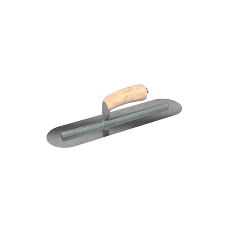 Steel City Trowels By Bon Finish Trowel, Round, Carbon Steel, 20 X 5, Wood, Long Shank 66-199
